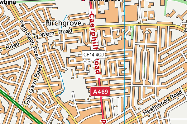 CF14 4QJ map - OS VectorMap District (Ordnance Survey)