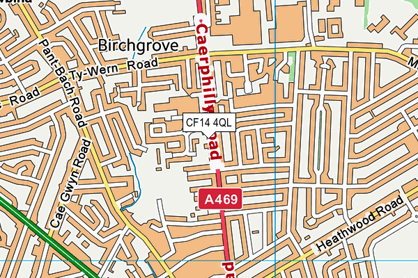 CF14 4QL map - OS VectorMap District (Ordnance Survey)