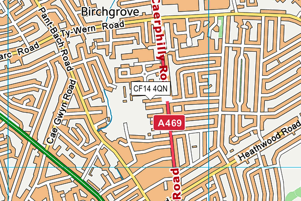 CF14 4QN map - OS VectorMap District (Ordnance Survey)