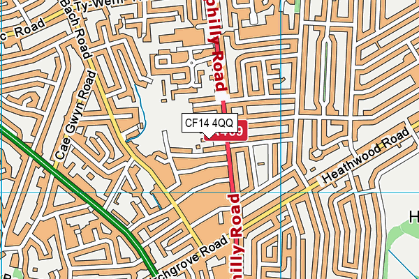 CF14 4QQ map - OS VectorMap District (Ordnance Survey)