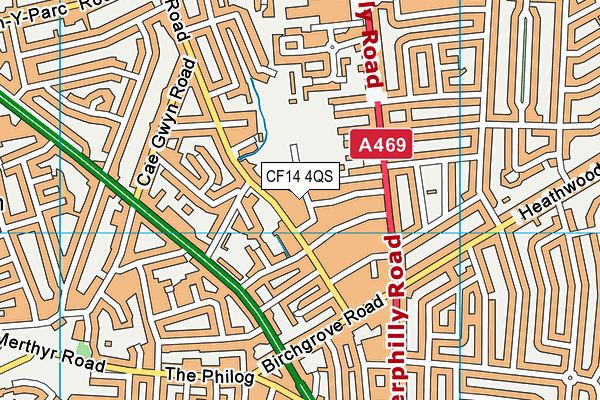 CF14 4QS map - OS VectorMap District (Ordnance Survey)