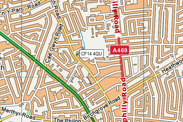 CF14 4QU map - OS VectorMap District (Ordnance Survey)