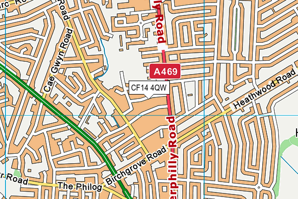 CF14 4QW map - OS VectorMap District (Ordnance Survey)