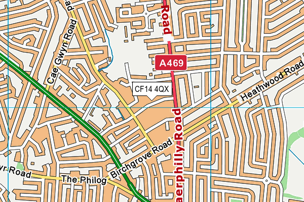 CF14 4QX map - OS VectorMap District (Ordnance Survey)