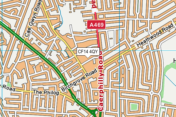 CF14 4QY map - OS VectorMap District (Ordnance Survey)