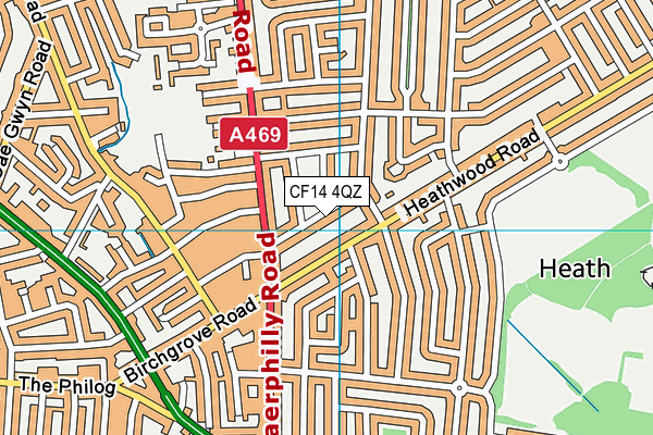 CF14 4QZ map - OS VectorMap District (Ordnance Survey)