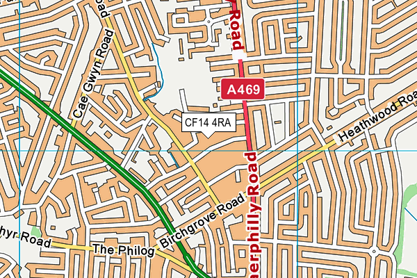 CF14 4RA map - OS VectorMap District (Ordnance Survey)