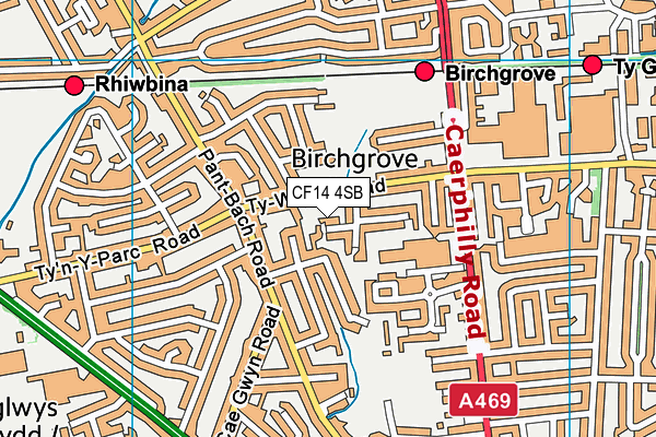 CF14 4SB map - OS VectorMap District (Ordnance Survey)