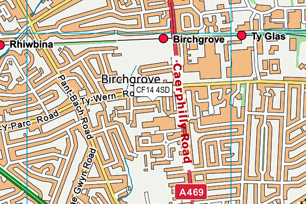 CF14 4SD map - OS VectorMap District (Ordnance Survey)