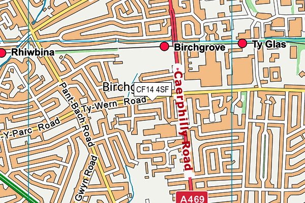 CF14 4SF map - OS VectorMap District (Ordnance Survey)