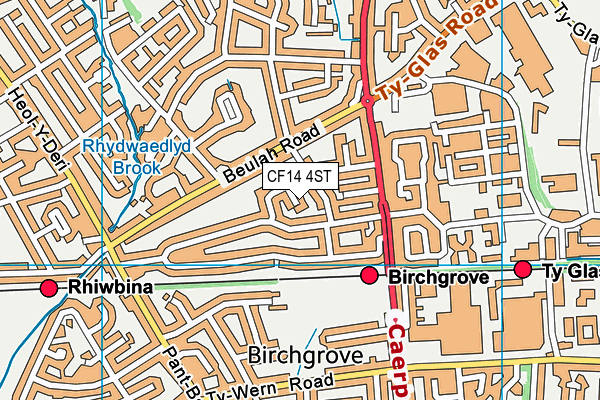 CF14 4ST map - OS VectorMap District (Ordnance Survey)