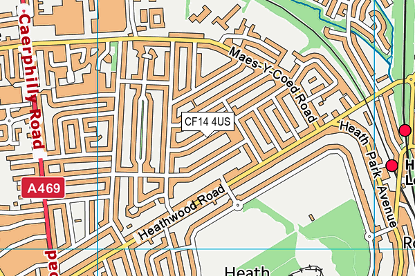 CF14 4US map - OS VectorMap District (Ordnance Survey)