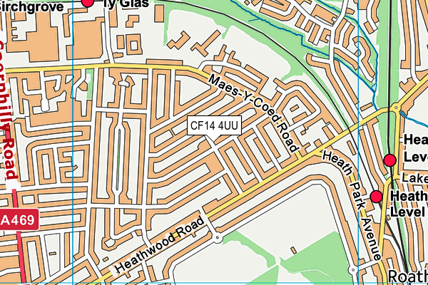 CF14 4UU map - OS VectorMap District (Ordnance Survey)