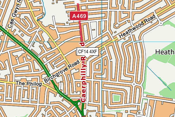 CF14 4XF map - OS VectorMap District (Ordnance Survey)