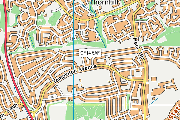 CF14 5AF map - OS VectorMap District (Ordnance Survey)