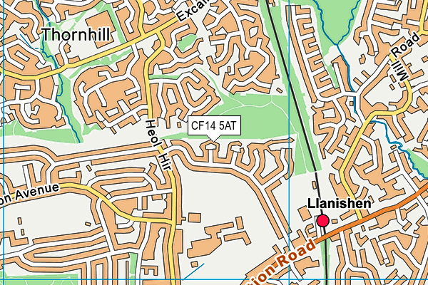 CF14 5AT map - OS VectorMap District (Ordnance Survey)