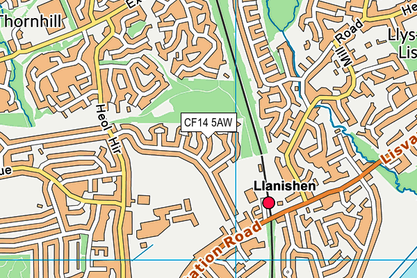 CF14 5AW map - OS VectorMap District (Ordnance Survey)