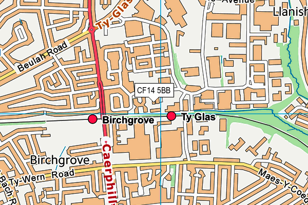 CF14 5BB map - OS VectorMap District (Ordnance Survey)