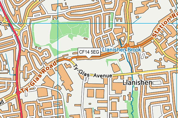 CF14 5EG map - OS VectorMap District (Ordnance Survey)