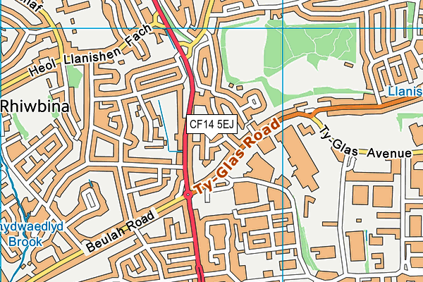 CF14 5EJ map - OS VectorMap District (Ordnance Survey)