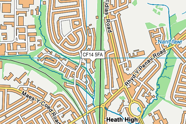 CF14 5FA map - OS VectorMap District (Ordnance Survey)