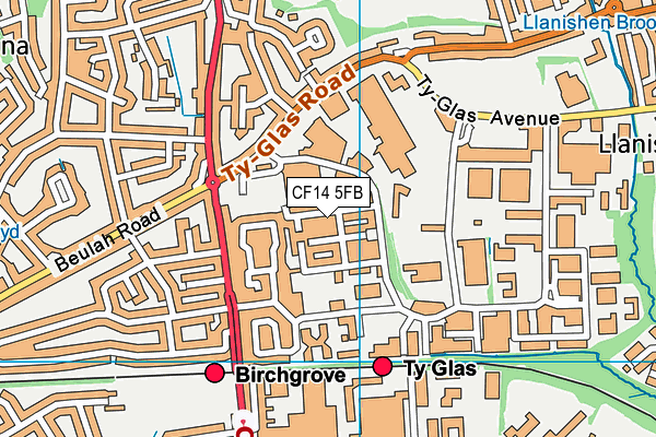 CF14 5FB map - OS VectorMap District (Ordnance Survey)