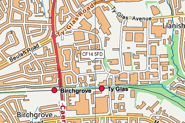 CF14 5FD map - OS VectorMap District (Ordnance Survey)