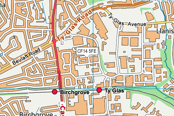 CF14 5FE map - OS VectorMap District (Ordnance Survey)