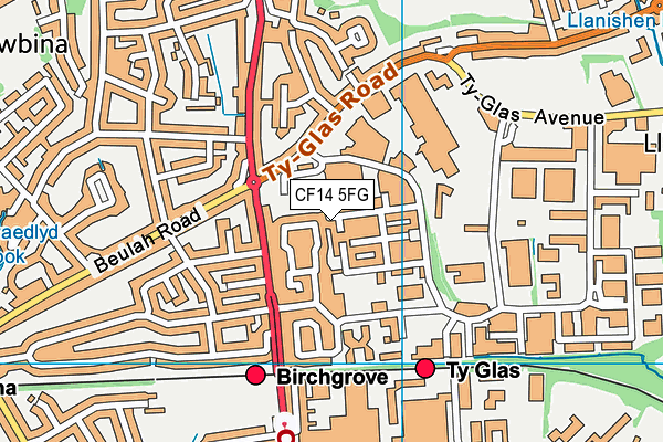 CF14 5FG map - OS VectorMap District (Ordnance Survey)