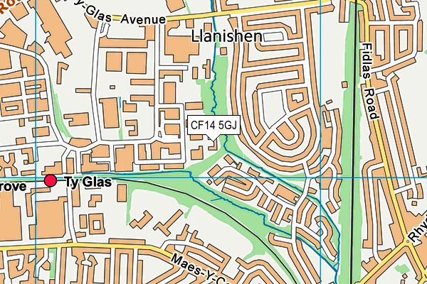 CF14 5GJ map - OS VectorMap District (Ordnance Survey)