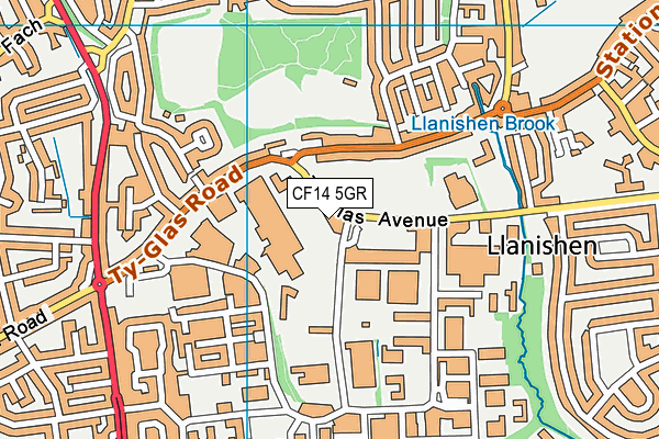 CF14 5GR map - OS VectorMap District (Ordnance Survey)