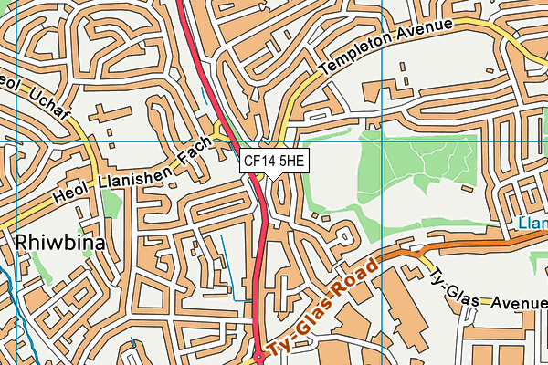 CF14 5HE map - OS VectorMap District (Ordnance Survey)