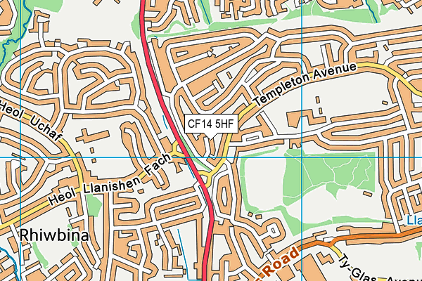 CF14 5HF map - OS VectorMap District (Ordnance Survey)