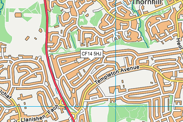 CF14 5HJ map - OS VectorMap District (Ordnance Survey)