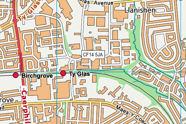 CF14 5JA map - OS VectorMap District (Ordnance Survey)