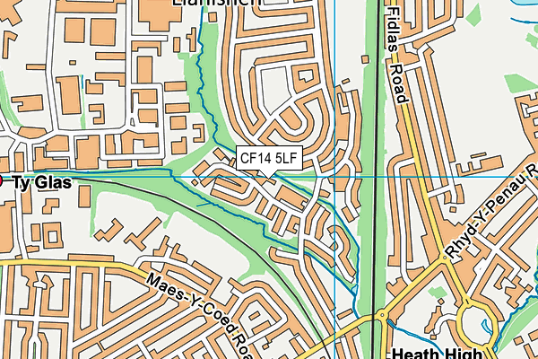 CF14 5LF map - OS VectorMap District (Ordnance Survey)