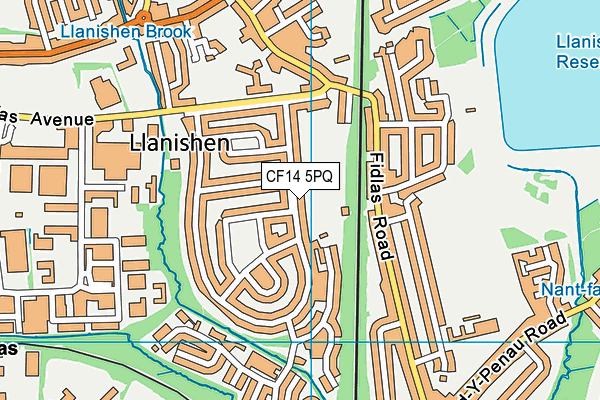 CF14 5PQ map - OS VectorMap District (Ordnance Survey)