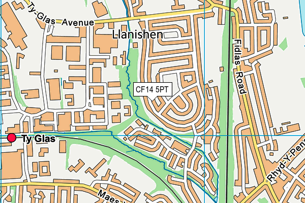 CF14 5PT map - OS VectorMap District (Ordnance Survey)