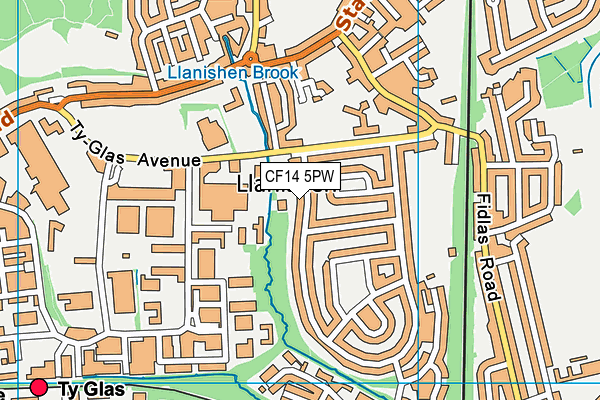 CF14 5PW map - OS VectorMap District (Ordnance Survey)