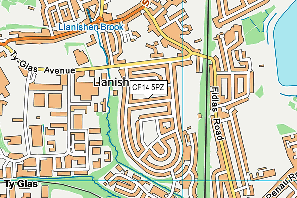 CF14 5PZ map - OS VectorMap District (Ordnance Survey)