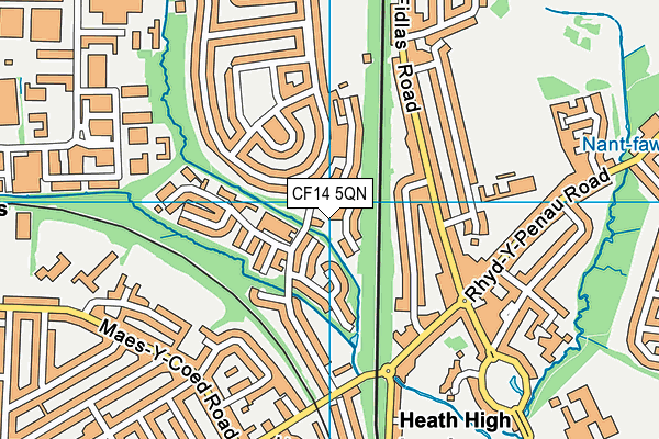 CF14 5QN map - OS VectorMap District (Ordnance Survey)