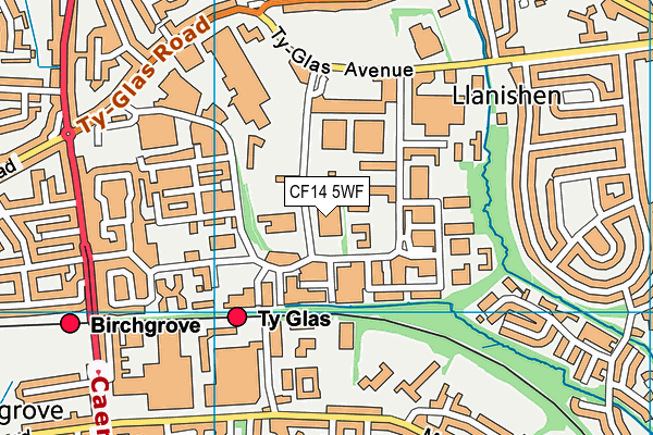 CF14 5WF map - OS VectorMap District (Ordnance Survey)