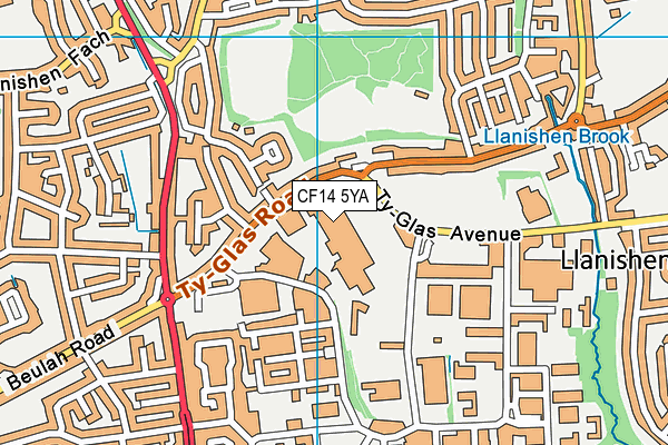 CF14 5YA map - OS VectorMap District (Ordnance Survey)