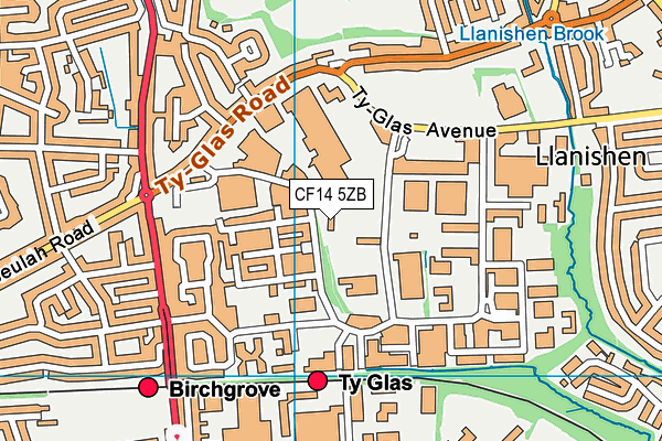 CF14 5ZB map - OS VectorMap District (Ordnance Survey)