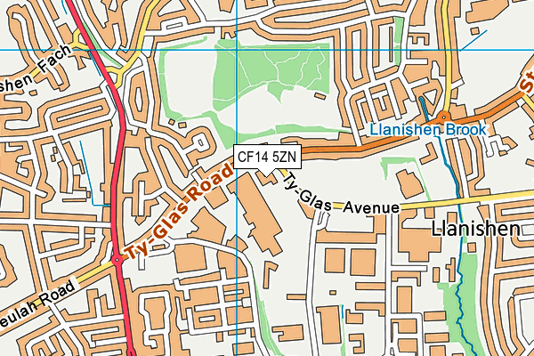 CF14 5ZN map - OS VectorMap District (Ordnance Survey)