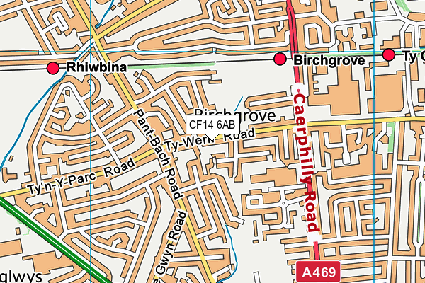 CF14 6AB map - OS VectorMap District (Ordnance Survey)