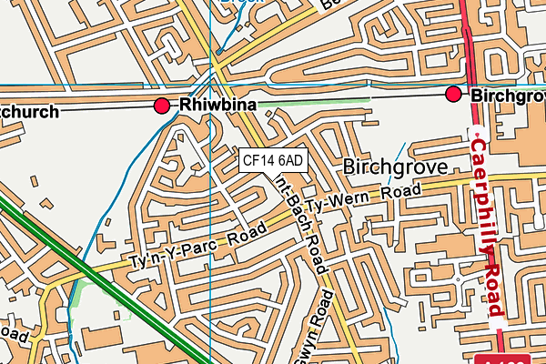 CF14 6AD map - OS VectorMap District (Ordnance Survey)