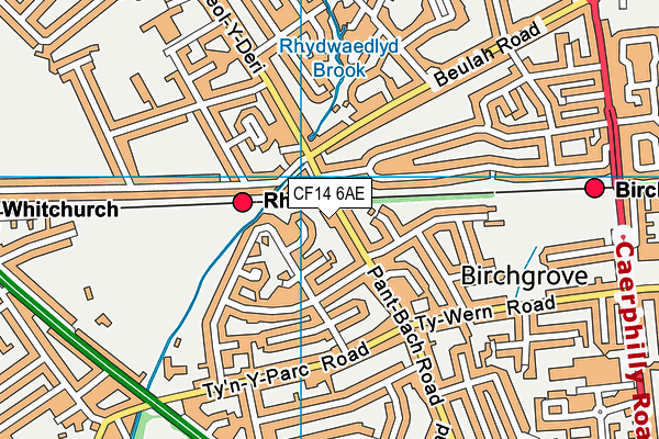 CF14 6AE map - OS VectorMap District (Ordnance Survey)