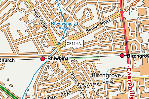 CF14 6AJ map - OS VectorMap District (Ordnance Survey)