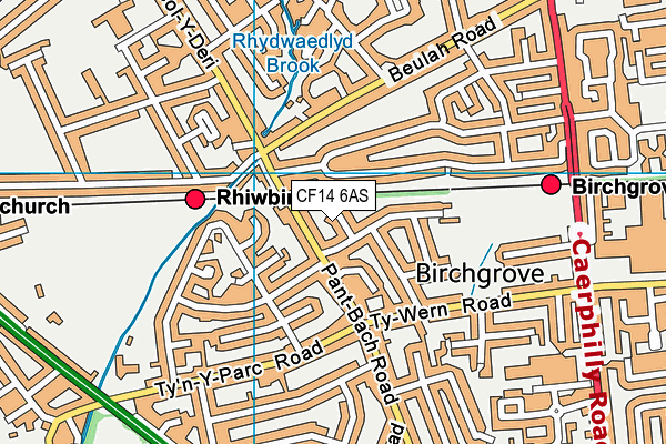 CF14 6AS map - OS VectorMap District (Ordnance Survey)